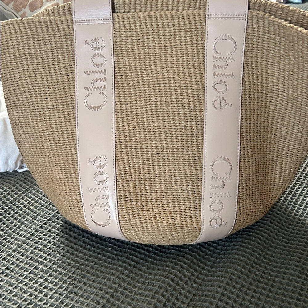Chloe Large Woody Basket Tote in Blushy Beige